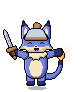 Lantern Fox cheering with its sword raised
